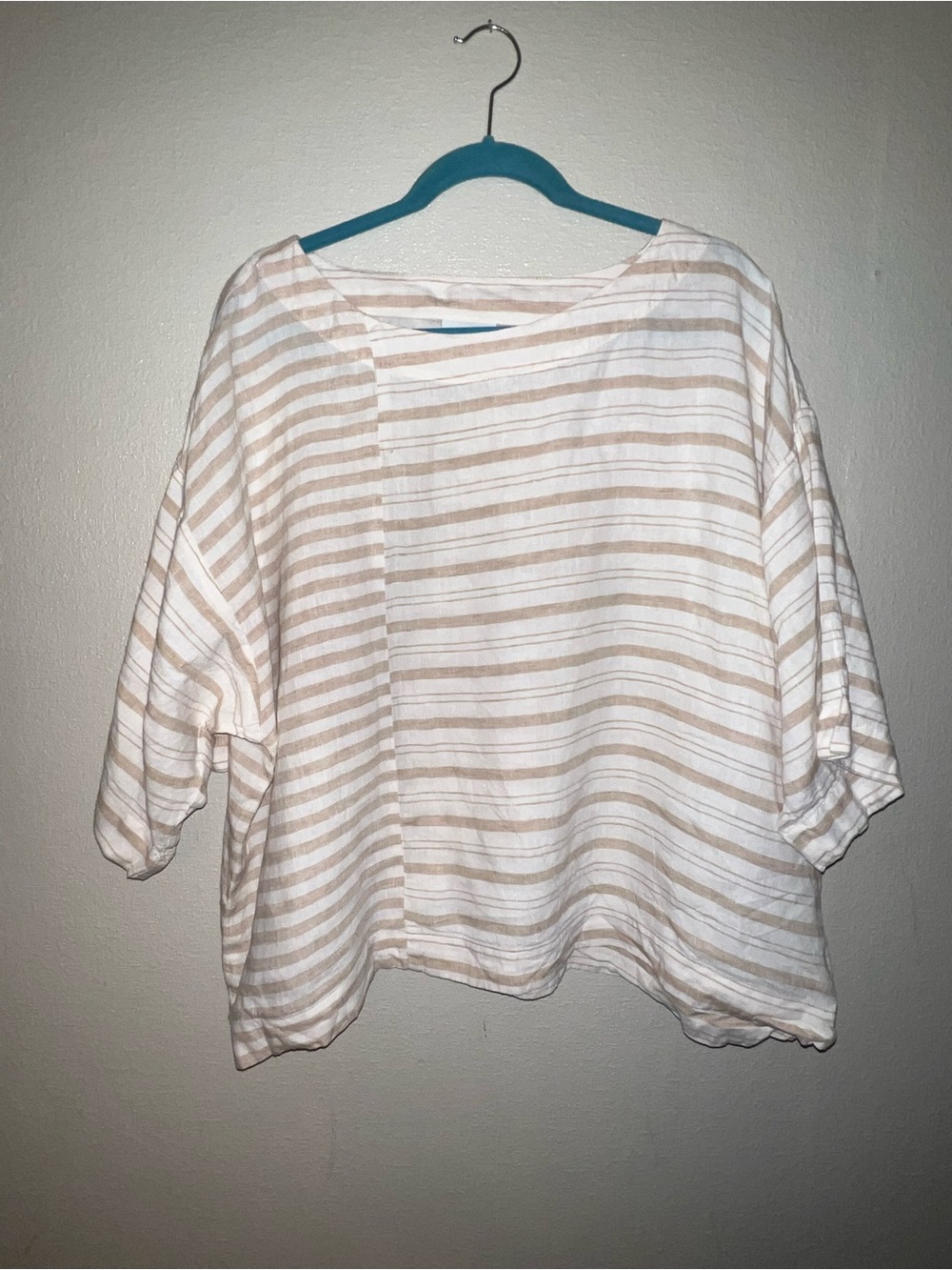 Relaxed Oversized M Striped Boxy Blouse - White & Tan